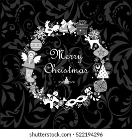 Funny paper applique with christmas wreath