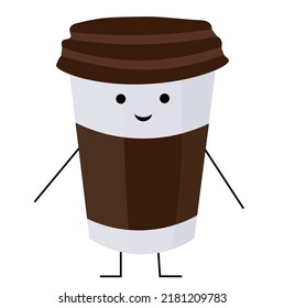 Funny Paper Cup Coffee On White Stock Vector (Royalty Free) 2181209783 ...