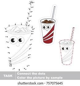 Funny Paper Glass with Ice Drink. Dot to dot educational game for kids.