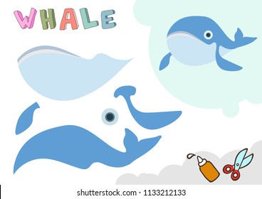 Funny Paper Model. Small home craft project, applique paper game. Cut out and glue. Cutouts for children. Vector template.
