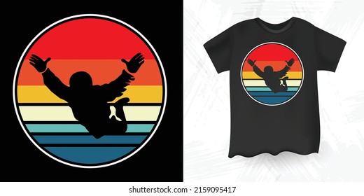 Funny Parachute Skydiver Retro Sunset Vintage Skydiving T-Shirt Design