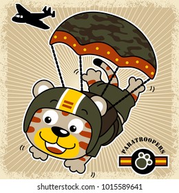 Funny Paratrooper Cartoon, Vector Illustration