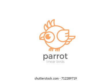 Funny Parrot abstract Logo design vector template Linear style.