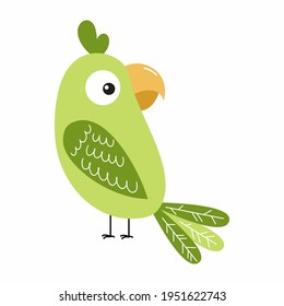 A Funny Parrot For A Children's Book. A Cartoon-style Parrot.