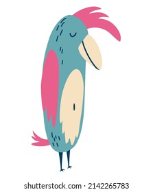 Funny Parrot. Exotic bird. Children's Cartoon Vector illustration for postcards, posters, designing children's clothing.