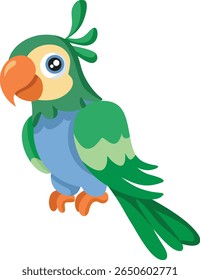 
Funny Parrot Isolated on White Background Vector Design. Colorful and funny bird from exotic areas drawn as a mascot
