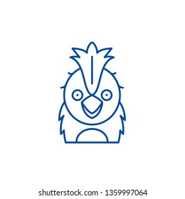 Funny parrot line icon concept. Funny parrot flat  vector symbol, sign, outline illustration.