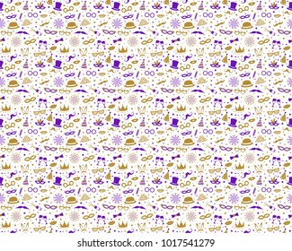 Funny party background - seamless texture. Carnival, photo booth and birthday party. Vector.