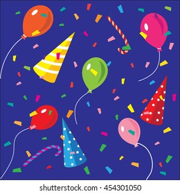 Funny party with balloons vector illustration