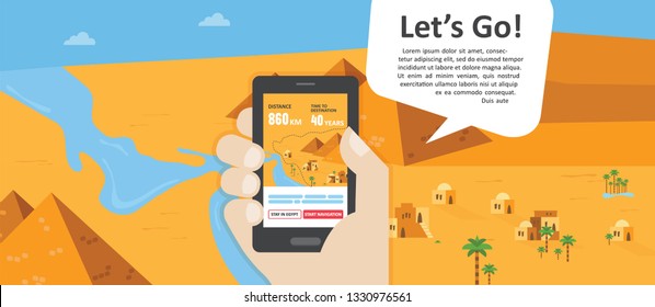 Funny Passover Banner navigation App out of Egypt- Vector Illustration