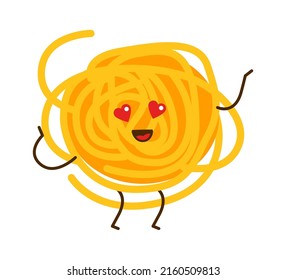 Funny Pasta Cartoon Character. Italian Macaroni. Vector illustration