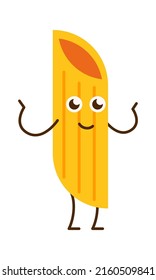 Funny Pasta Cartoon Character. Italian Macaroni. Vector illustration