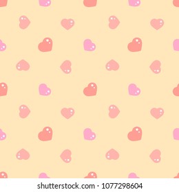 Funny pastel hearts vector simple seamless pattern.