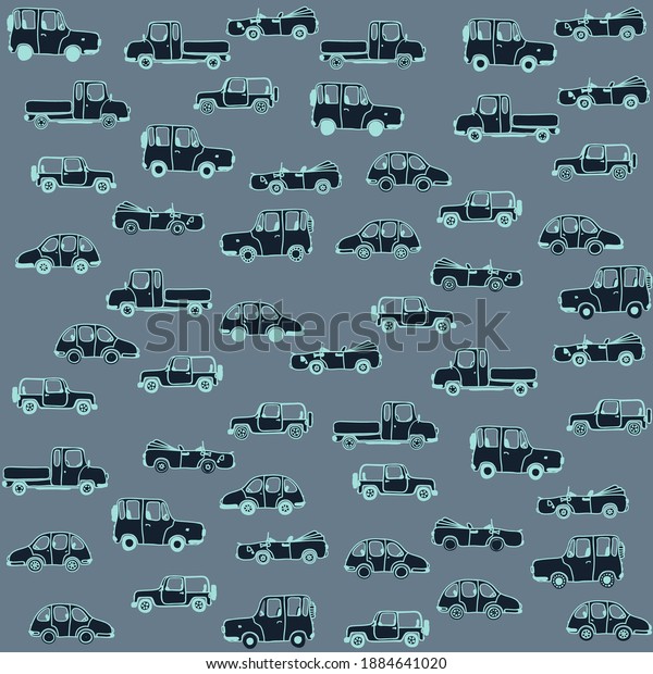 A funny pattern with cartoon cars. Seamless\
pattern for your design.\
Vector.