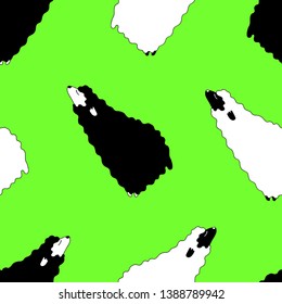 Funny pattern with childish animals. Vector clip-art sheeps. sheep on a green background
