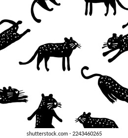Funny pattern of funny chubby leopards. Decoration for the nursery. Cute predator