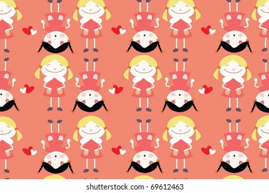 funny pattern with cute girl