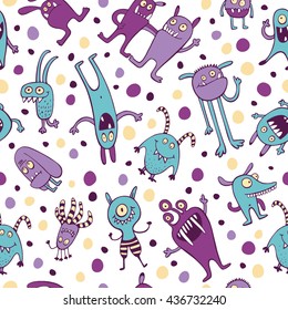 Funny pattern with cute monsters.
