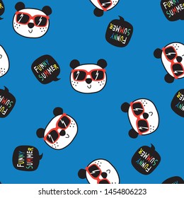 funny pattern design with bear head drawing as vector