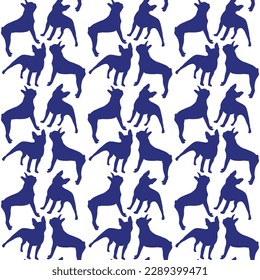Funny pattern with dog silhouette. Clean seamless background, abstract background with boston terrier pet shapes. Birthday present, simple plain wrapping paper. Clean style, colorful, for sewing.