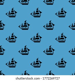 Patrón gracioso de un barco galeón. Imagen modular a editar.
