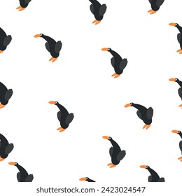 funny pattern of a gray duck with a yellow beak on a white background