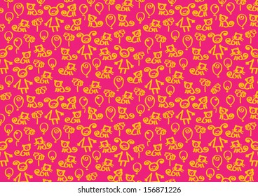 Funny pattern with hand drawn kids