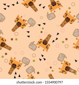 Funny pattern of a little giraffe. Editable vector. Repeating giraffe to decorate. Fun design.