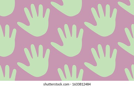 Funny pattern of palm print. Pastel color. Seamless of shadow hands. Vector illustarion