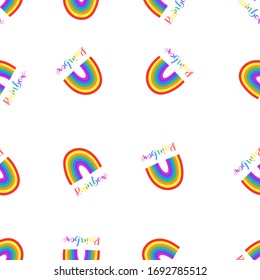 Das sonnige Muster eines Regenbogens. Wiederholtes Bild eines lustigen Regenbogens. Modulares Bild zum Bearbeiten.