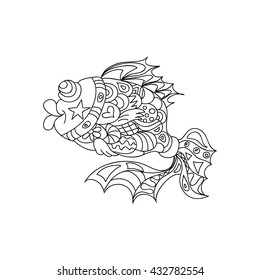 Funny patterned fish kids coloring page