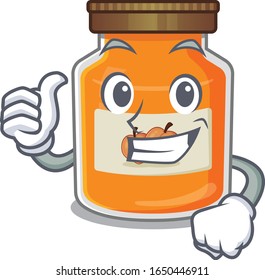 Funny peach jam making Thumbs up gesture
