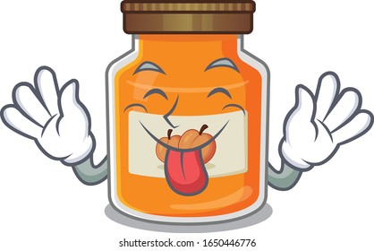 Funny peach jam mascot design with Tongue out