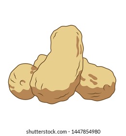 Funny Peanuts in cartoon style. Concept Fruits and vegetables. Summer.