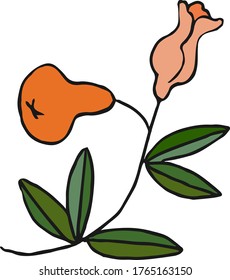 Funny pear branch for summer menu, invitations, vacation design. Hand drawn vector illustration.