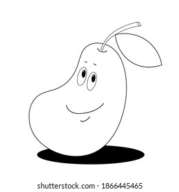 Funny pear, character, line art, for poster, cards adn design