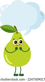 Funny pear with empty speech bubble