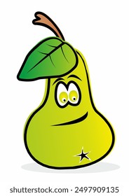 funny pear with eyes and mouth, crazy picture, vector illustration