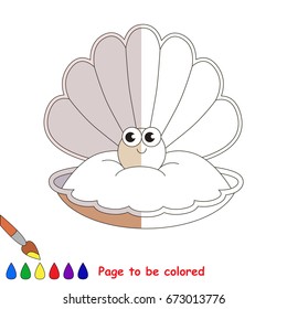 Funny Pearl in Sea Shell, the coloring book to educate preschool kids with easy gaming level, the kid educational game to color the colorless half by sample.