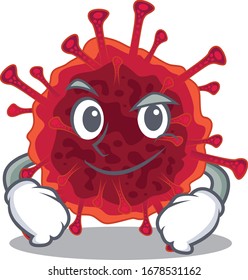 Funny pedacovirus mascot character showing confident gesture