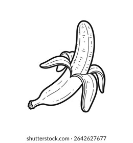 Funny peeled banana character illustration with cute face – Vector Illustration