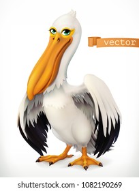 Funny pelican. 3d vector icon