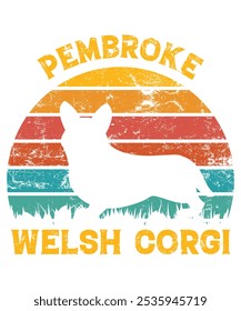 Funny Pembroke Welsh Corgi Vintage Retro Sunset Silhouette Gifts Dog Lover Dog Owner Essential T-Shirt