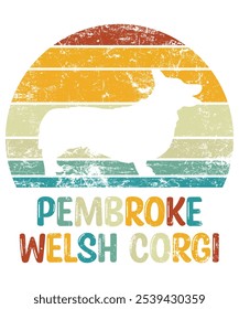 Funny Pembroke Welsh Corgi Vintage Retro Sunset Silhouette Gifts Dog Lover Dog Owner Essential T-Shirt