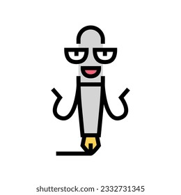 funny pen character color icon vector. funny pen character sign. isolated symbol illustration