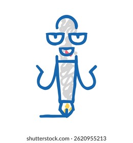 funny pen character doodle icon sketch vector. funny pen character sign. isolated symbol illustration
