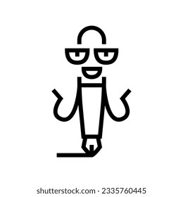 vector de icono de línea de caracteres de lápiz divertida. signo de carácter de lápiz divertido. símbolo de contorno aislado ilustración negra