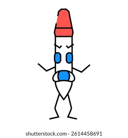 funny pen character line icon vector. funny pen character sign. isolated symbol illustration