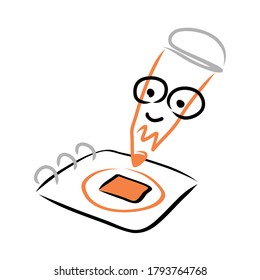 funny pen checking on planner an choose