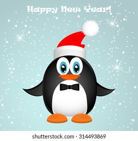 Funny penguin. Abstract Christmas card